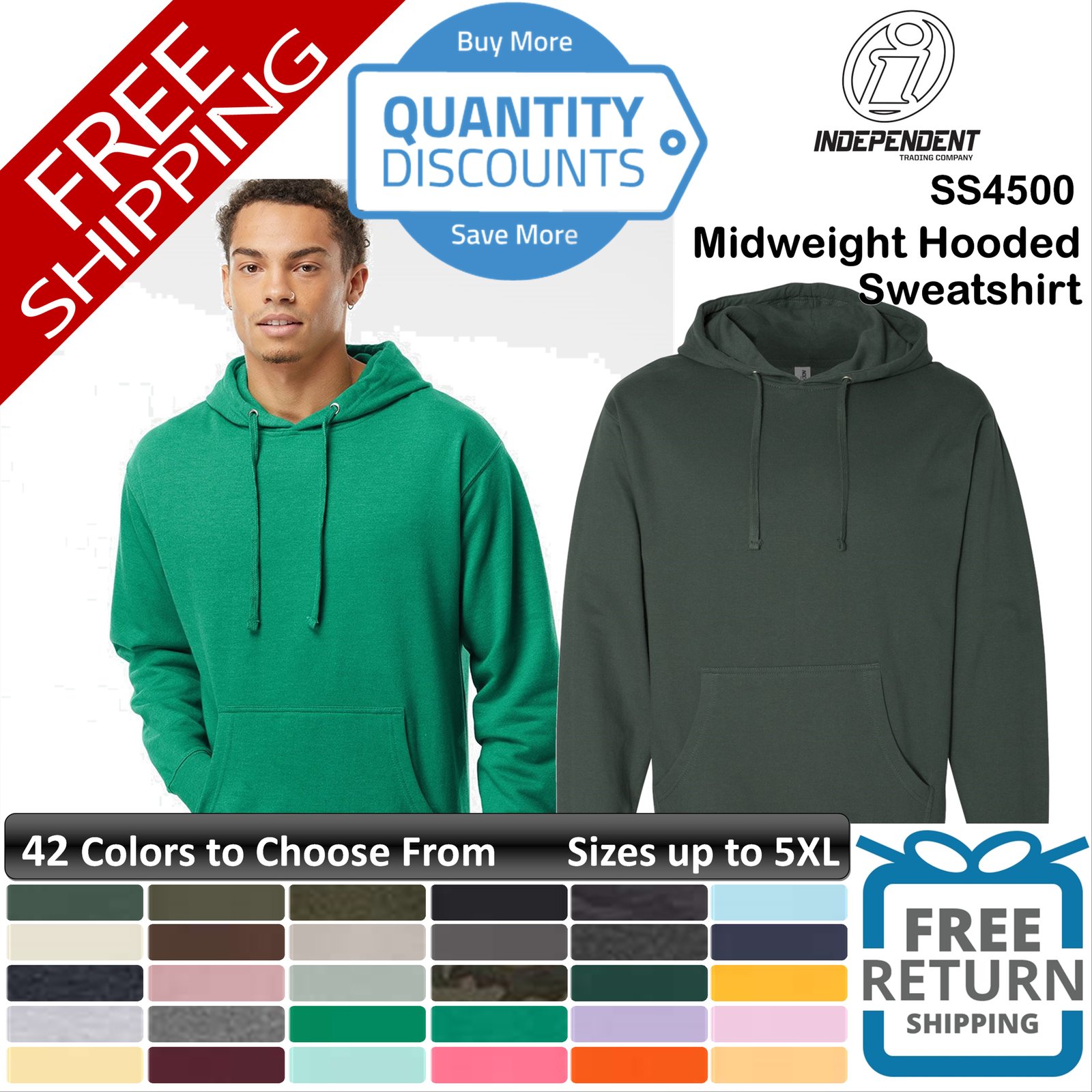 🔥 Tultex Men Full-zip Hooded Sweatshirt pouch pocket ring