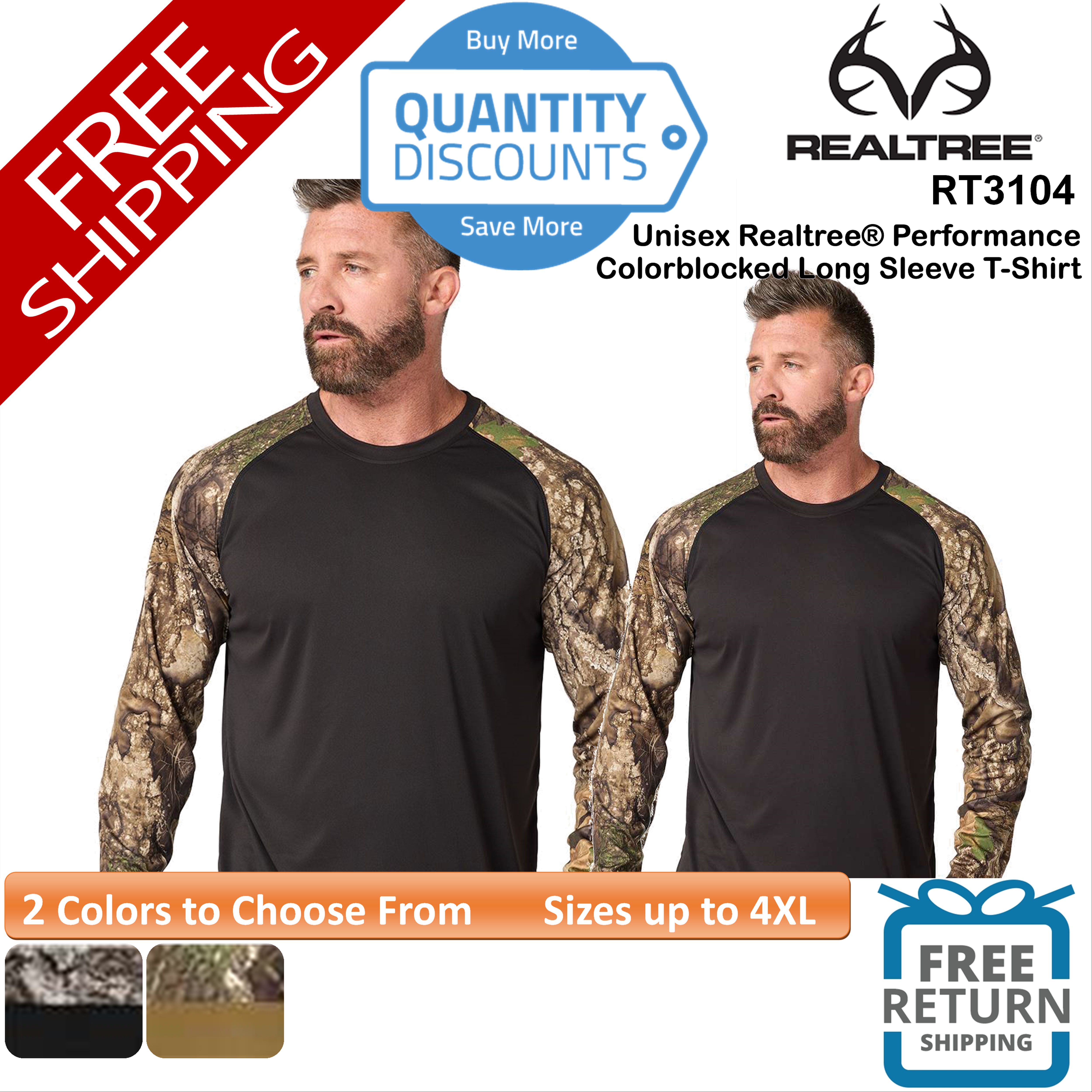 🔥 RealTree Unisex Realtree Performance Colorblock T-Shirt Up To
